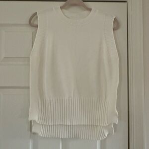 Sleeveless White Knit Sweater Vest